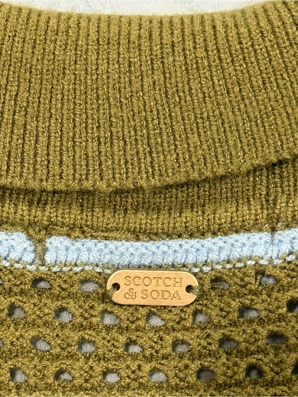 NWT Scotch & Soda Pointelle Peplum Sweater Green Moss Cerulean XS - Picture 15 of 16